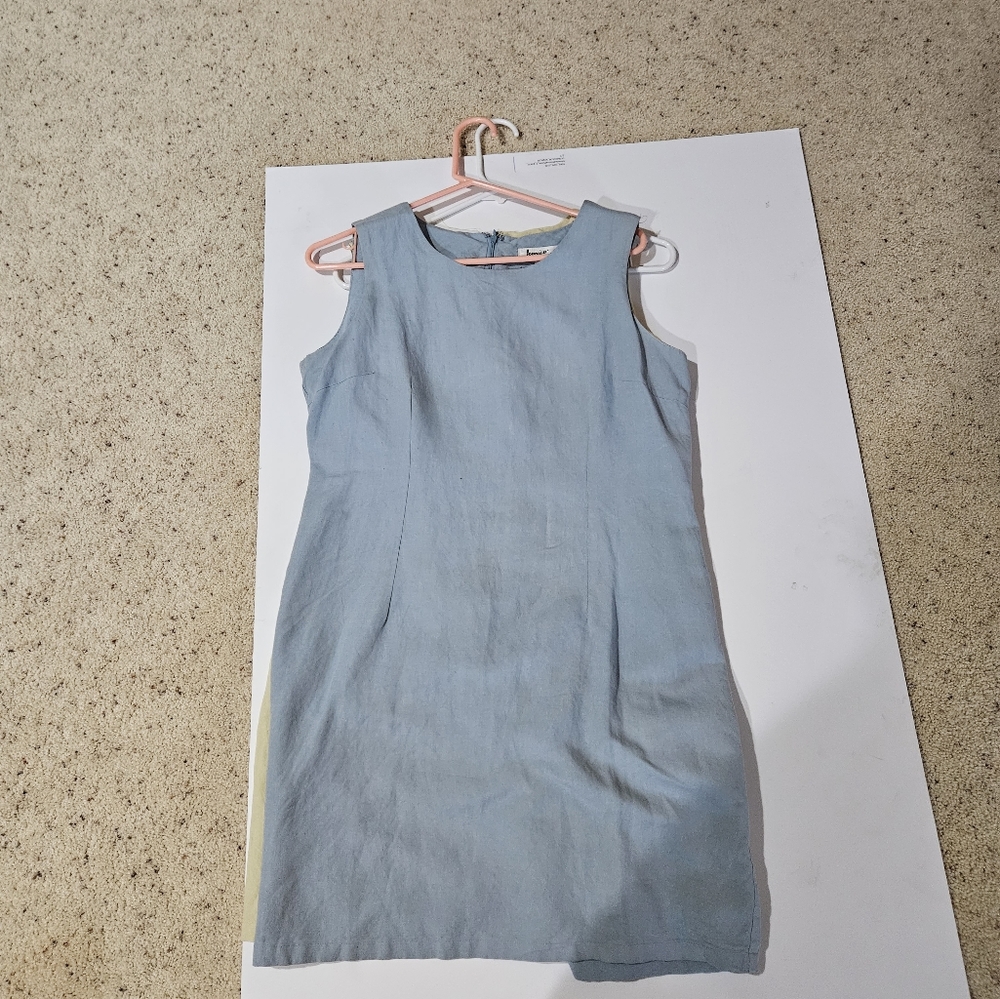 jennifer eden sleeveless blue linen fully lined size 12